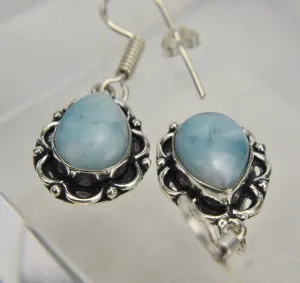 Beautiful Pair of Larimar Sterling Silver Earrings