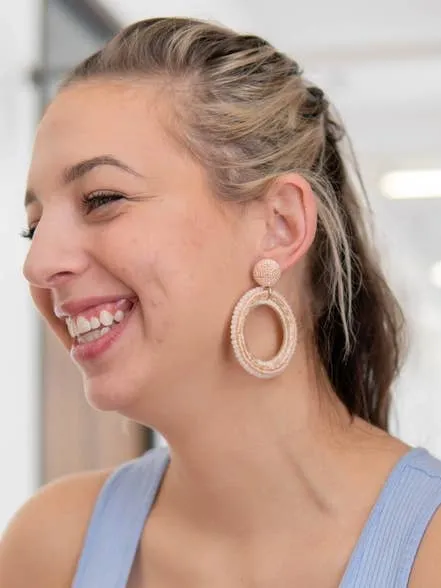 Blush Beaded Loop Earrings