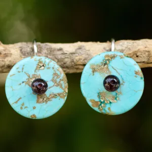 Bohemian Moons Blue Calcite Garnet Earrings