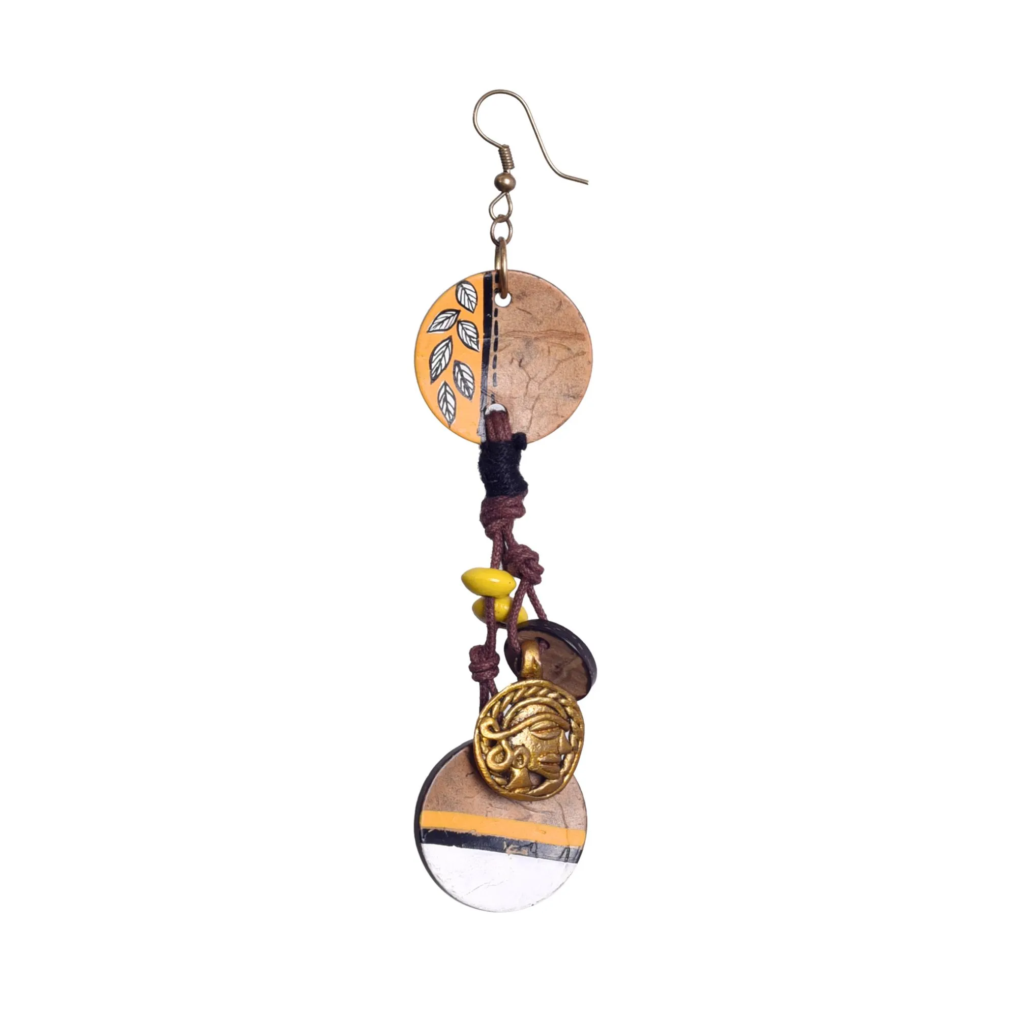 Boho Chic: Hanging Brass Wooden Earrings