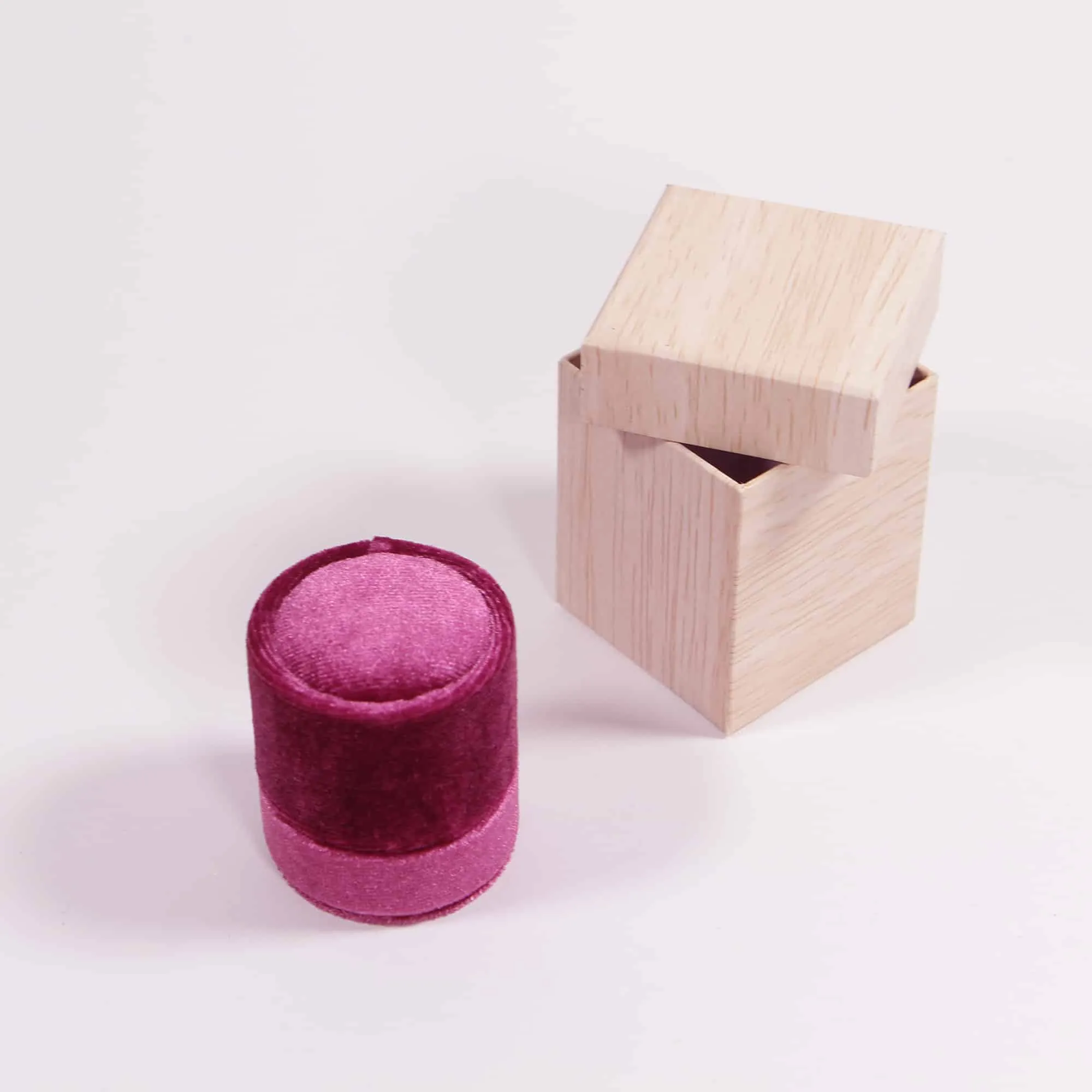 Bold Pink Velvet Round Heirloom Ring Box