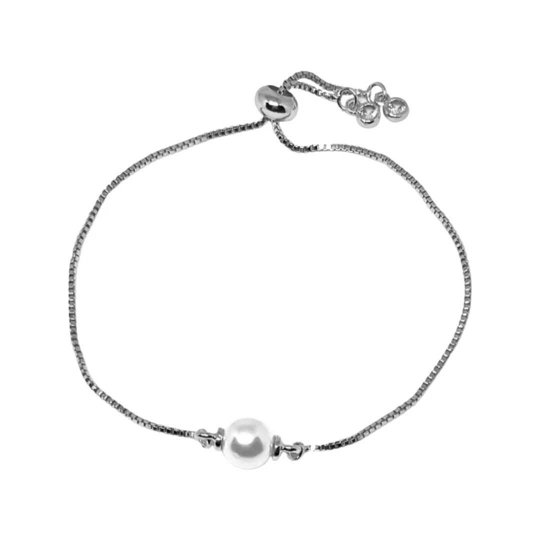 Brooks Silver Pearl Adjustable Bracelet