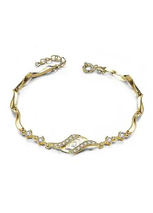 Cheap Micro Pave AAA Zirconia Leaf,  Gold Plated Alloy Bracelet