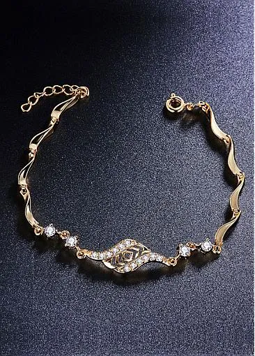 Cheap Micro Pave AAA Zirconia Leaf,  Gold Plated Alloy Bracelet