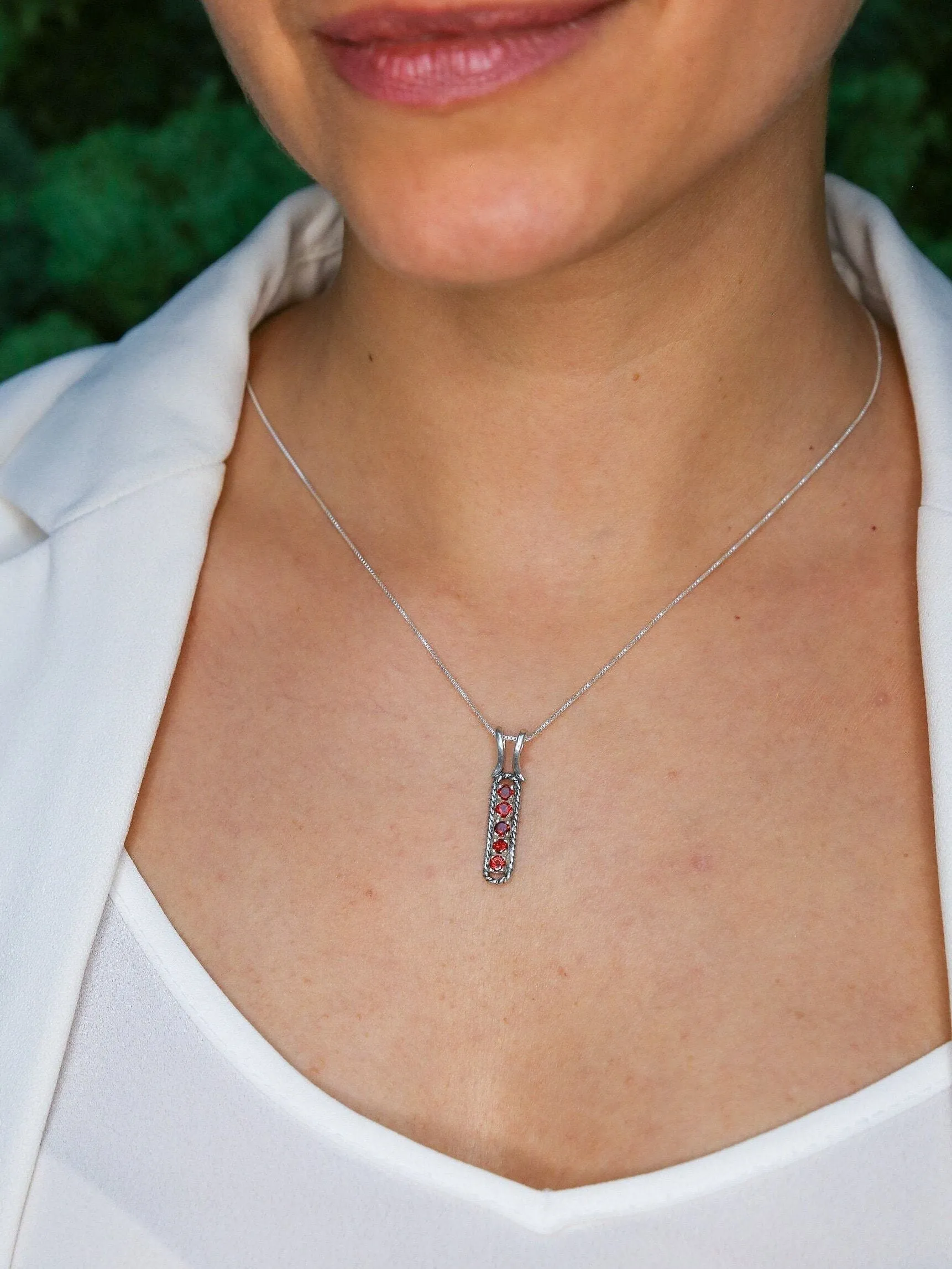 Chrome Diopside Pendant - Bright Green Necklace - Vertical Bar Necklace