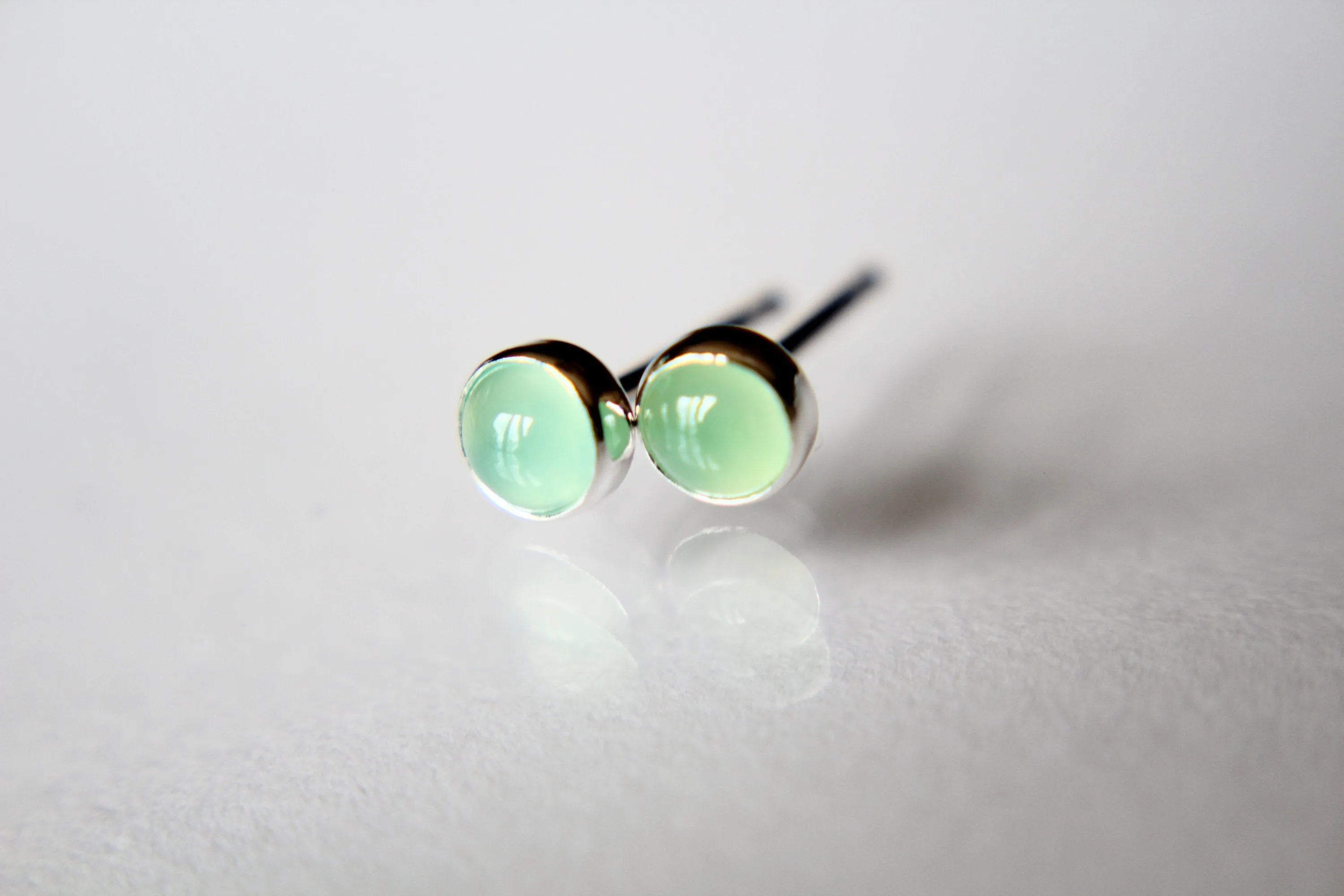 Chrysoprase Earrings, Gemstone Earrings, Sterling Earrings, Post Earrings, Green Post Earrings, Small Earrings, Minimalist Earrings, Gift