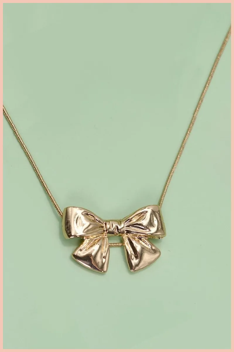 Classic Bow Snake Chain Necklace