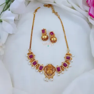 Classic Lakshmi Pink Stone Necklace