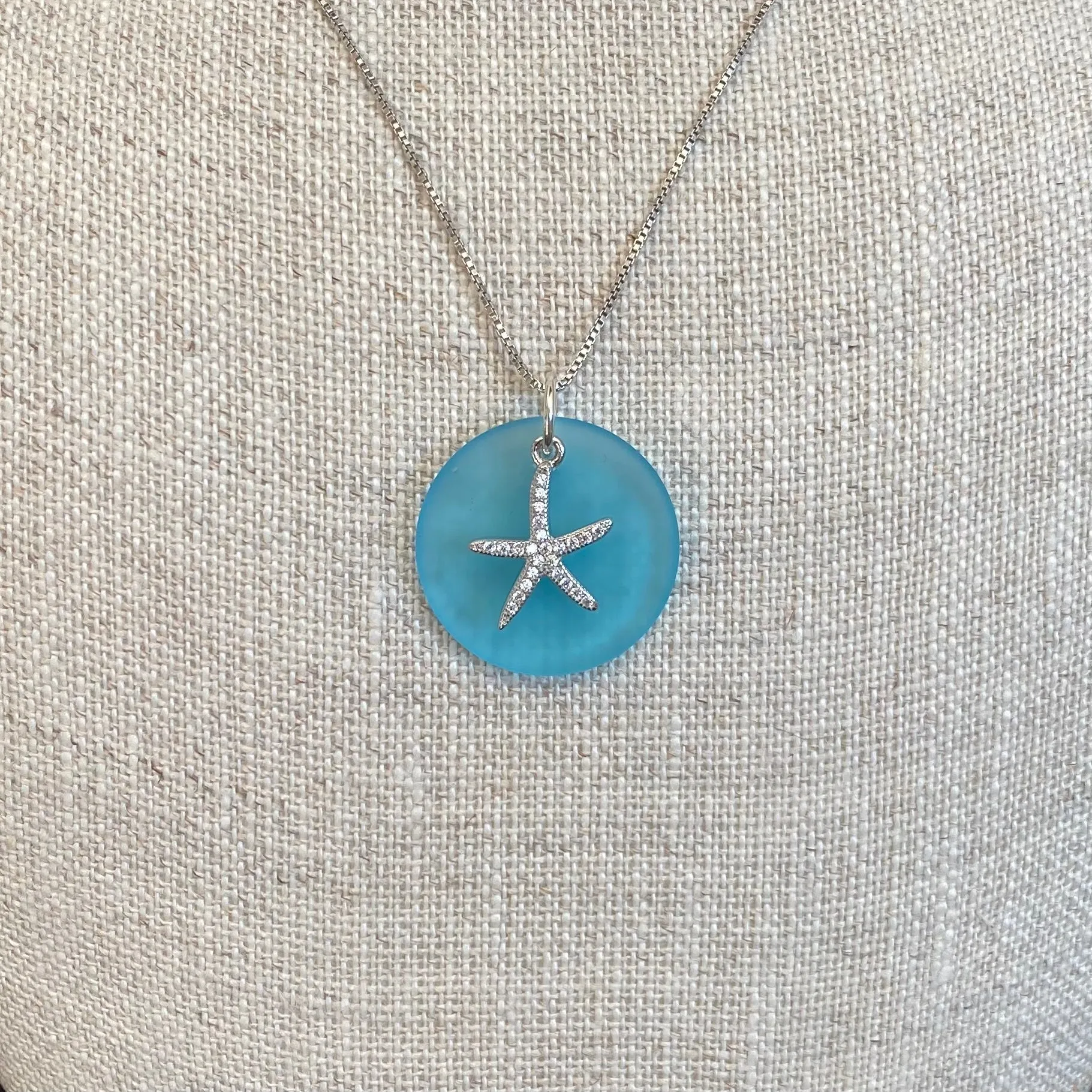 Classic Round Starfish Sea Glass Necklace