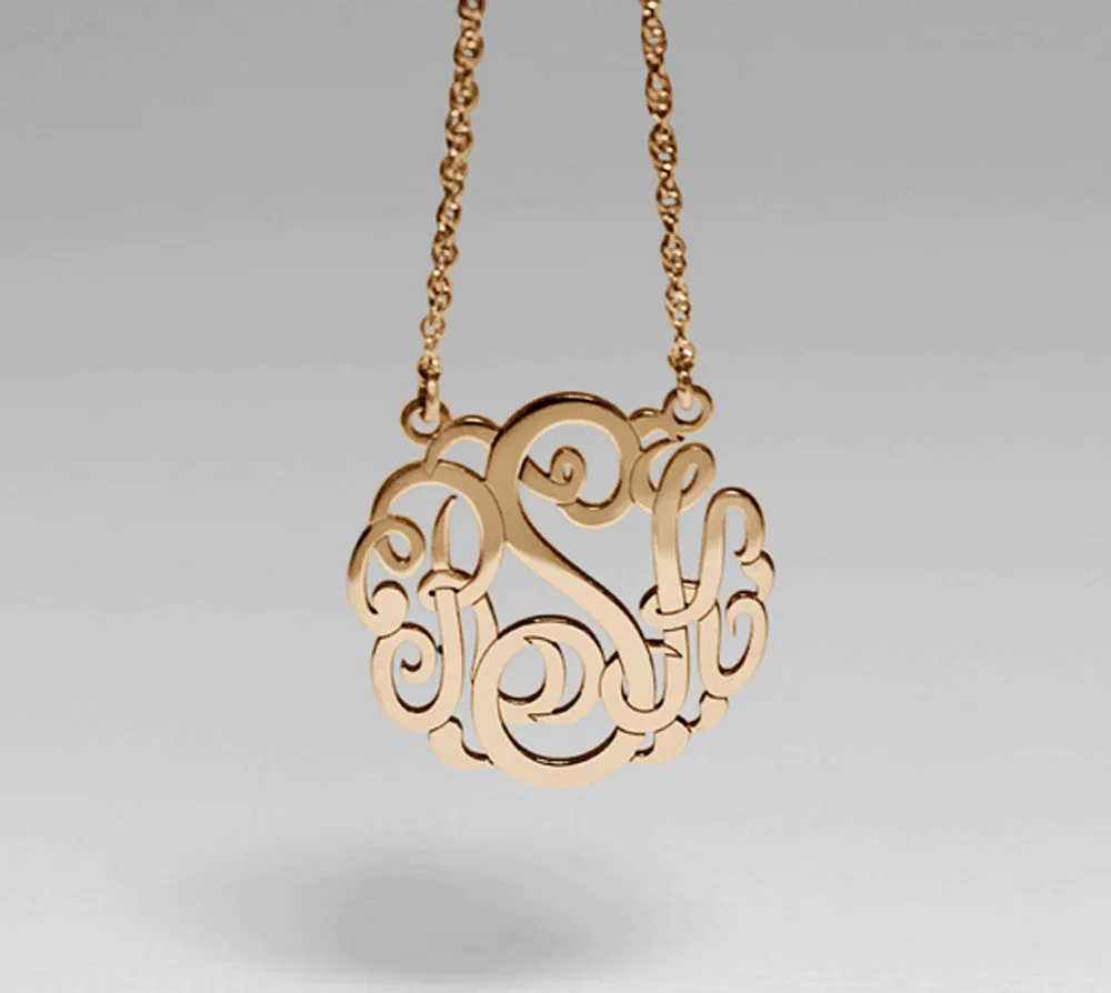 Classic Script Gold Monogram Necklace