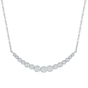 Classic Women's Necklace - Sterling Silver Graduating Round CZ | M-6965