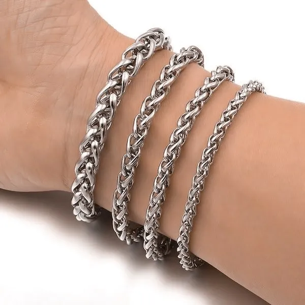 Classy Men Classic Silver Wheat Chain Bracelet