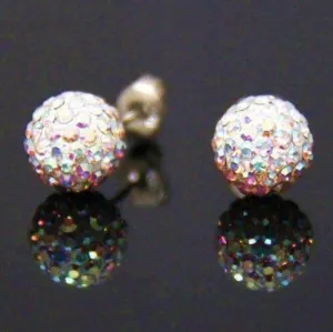 Colorful Opal Crystals on 925 Silver Stud Earrings For Woman