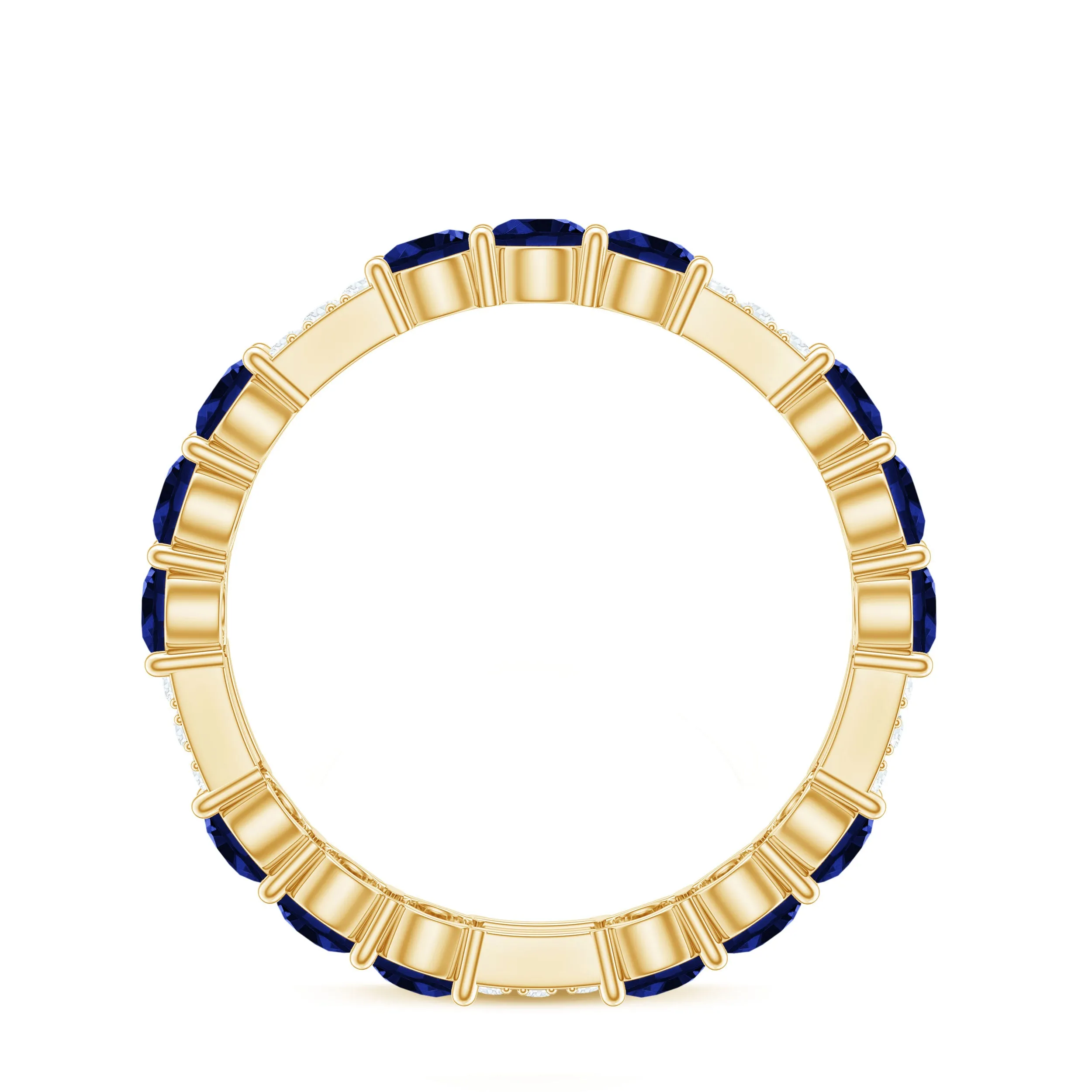 Created Blue Sapphire and Diamond Designer Eternity Band Ring