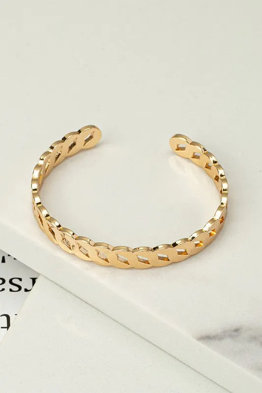 Cuban Chain Cuff Bracelet - Gold