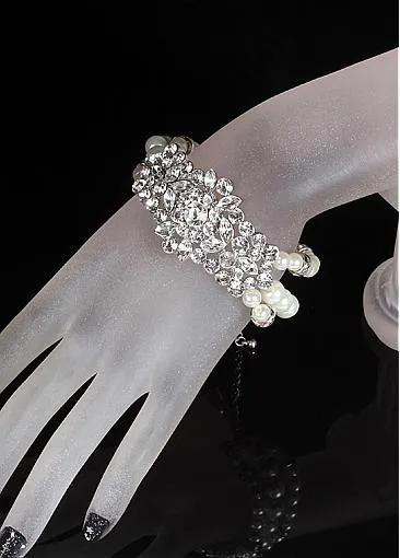 Cute Bracelets With Rhinestones & Pearls Brilliant Alloy