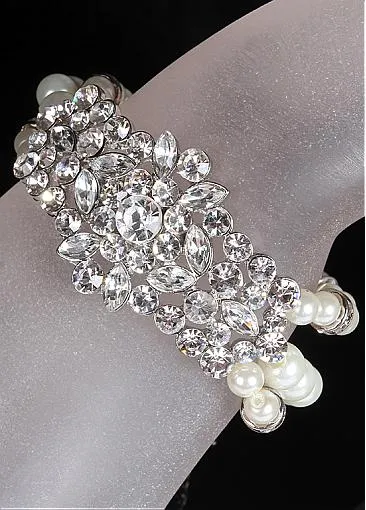 Cute Bracelets With Rhinestones & Pearls Brilliant Alloy