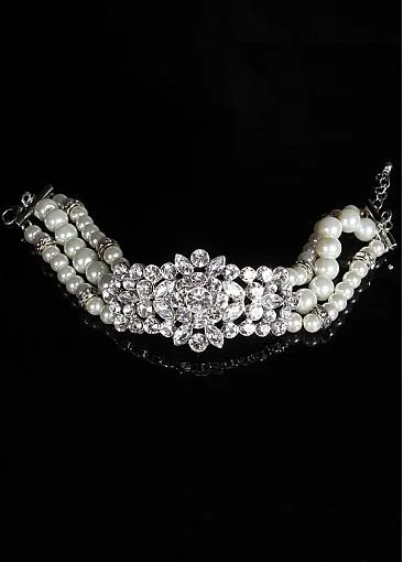 Cute Bracelets With Rhinestones & Pearls Brilliant Alloy