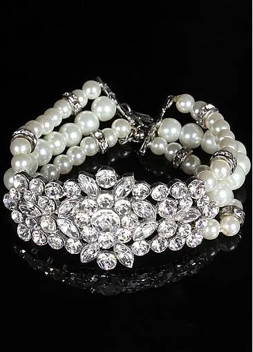 Cute Bracelets With Rhinestones & Pearls Brilliant Alloy