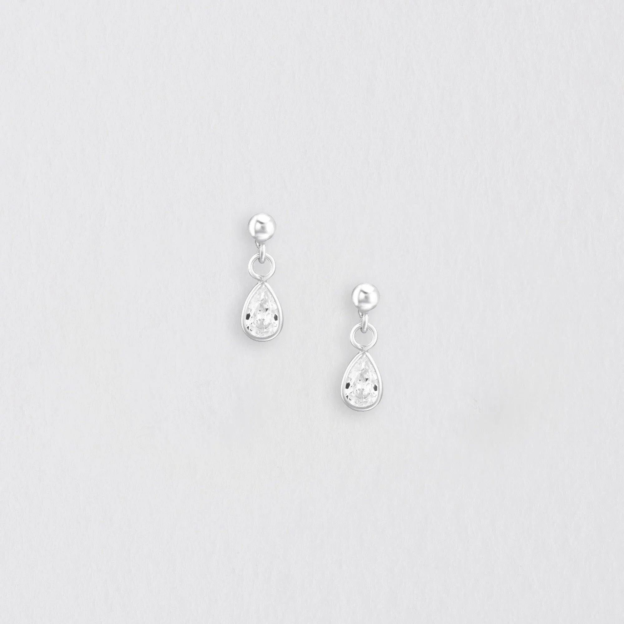 CZ Silver Dangly Earring Studs - Elegant  Chic Jewelry