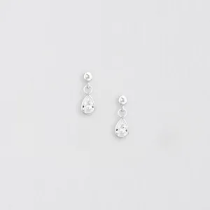 CZ Silver Dangly Earring Studs - Elegant  Chic Jewelry