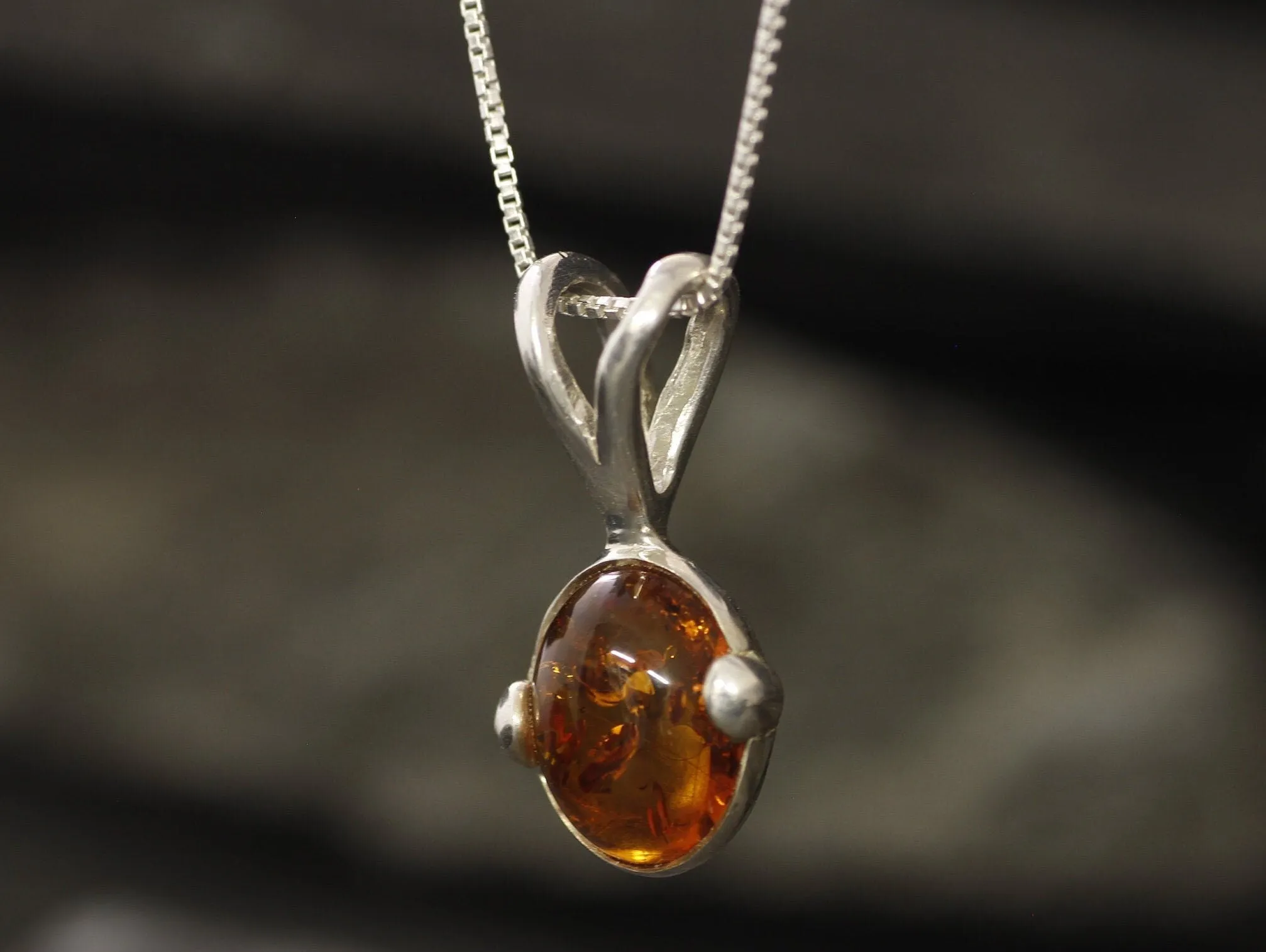 Dainty Amber Pendant - Natural Amber Necklace, Yellow Amber Pendant