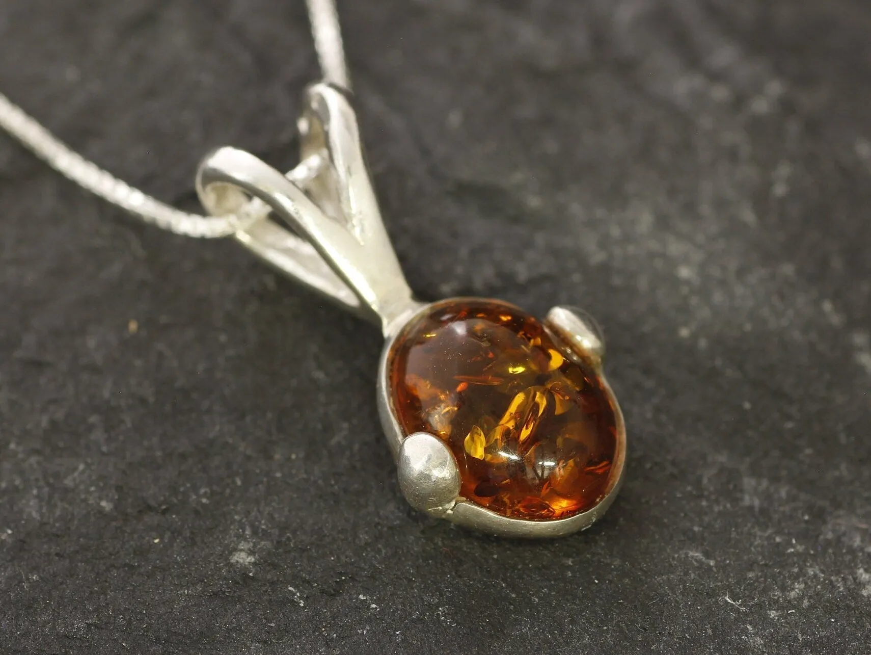 Dainty Amber Pendant - Natural Amber Necklace, Yellow Amber Pendant