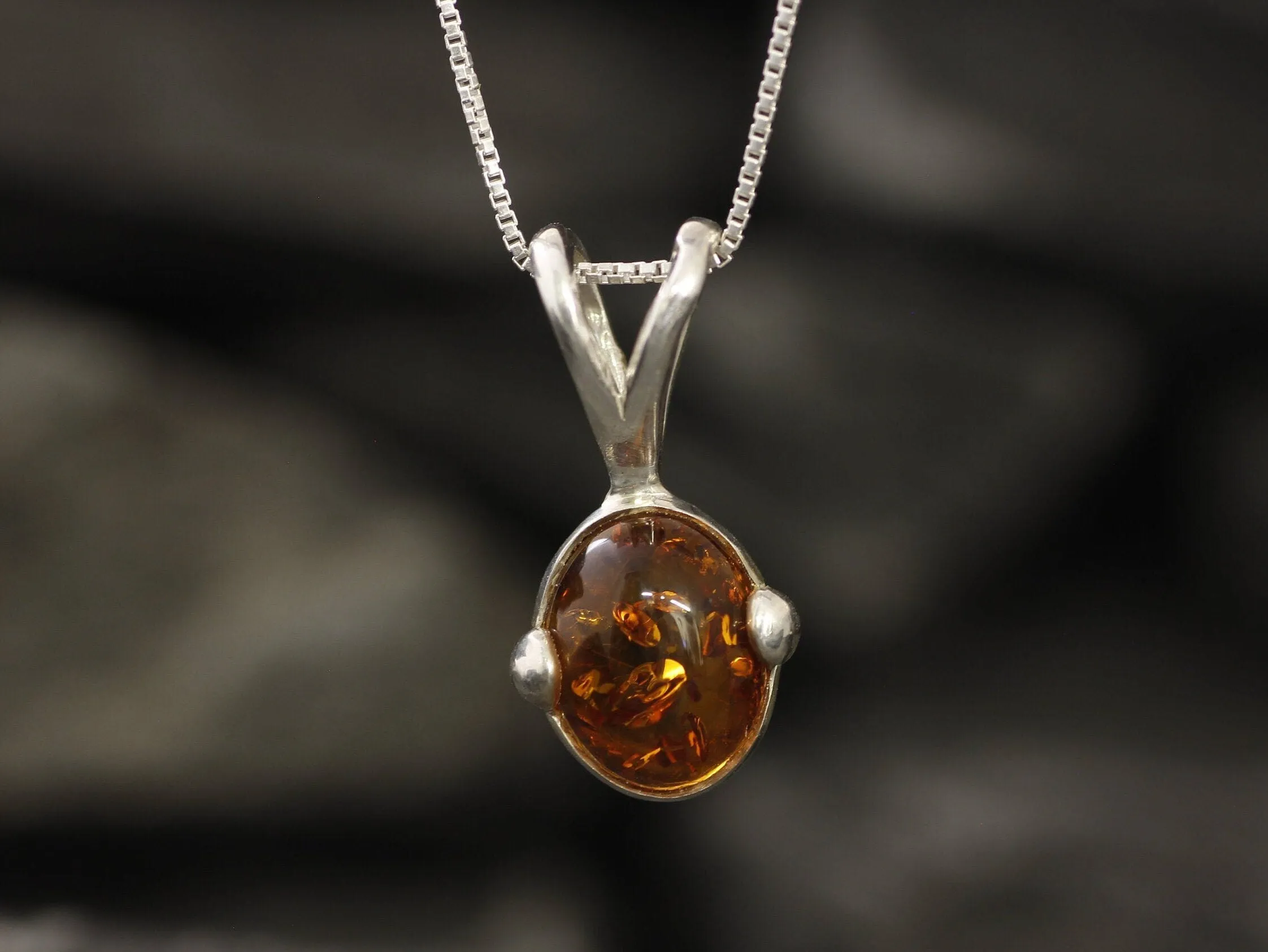 Dainty Amber Pendant - Natural Amber Necklace, Yellow Amber Pendant