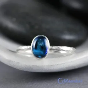 Dainty Oval Blue Sapphire Promise Ring | Moonkist Designs