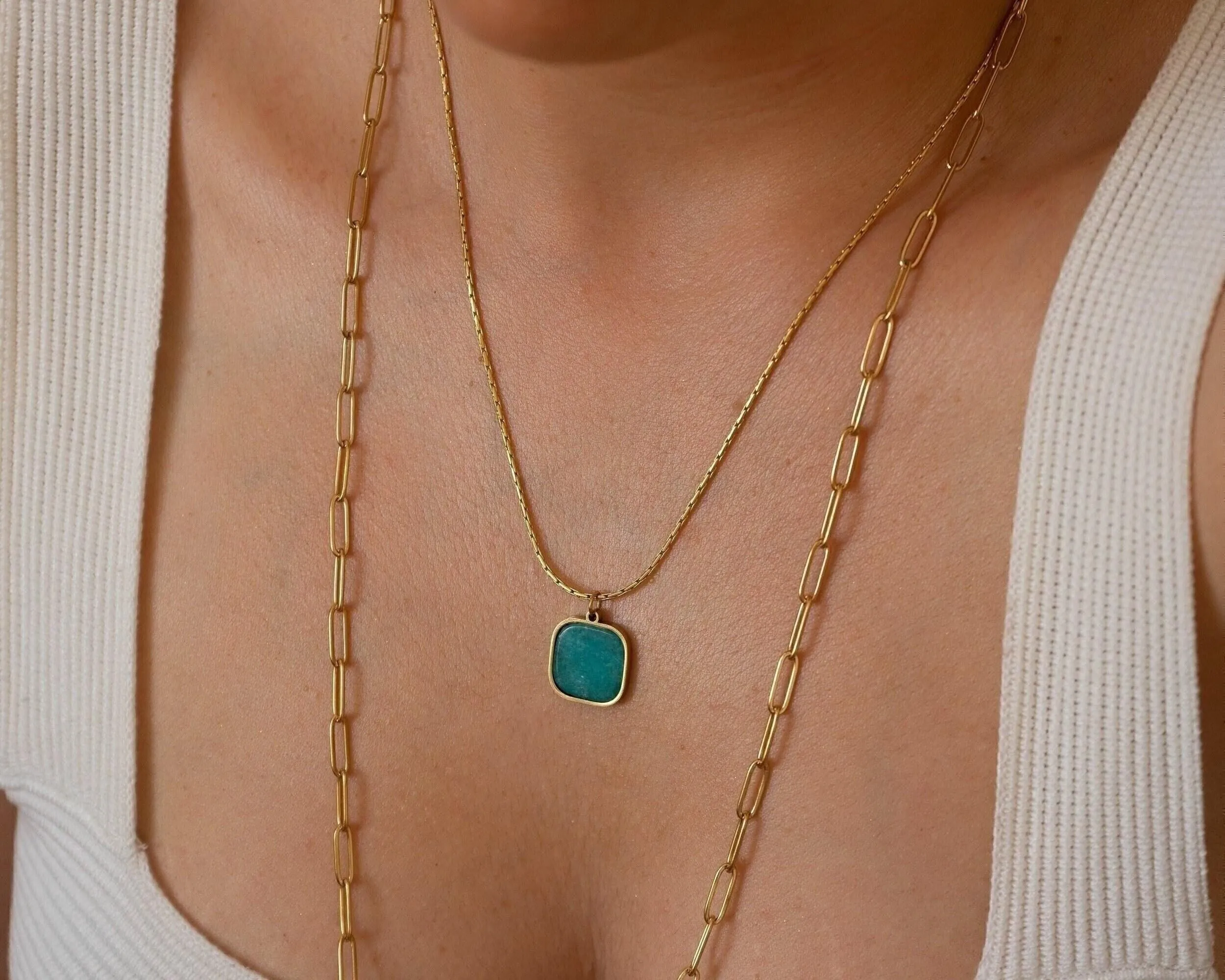 Delicate Gold Flat Oval Long Chain Necklace