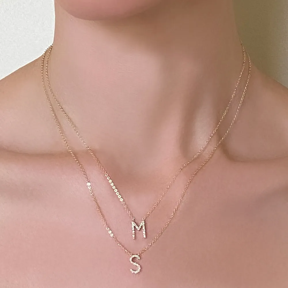 Diamond Initial Necklace-Gold