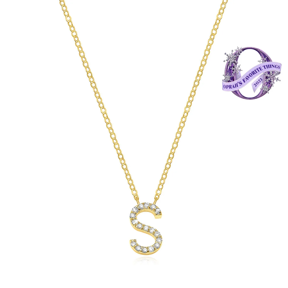 Diamond Initial Necklace-Gold