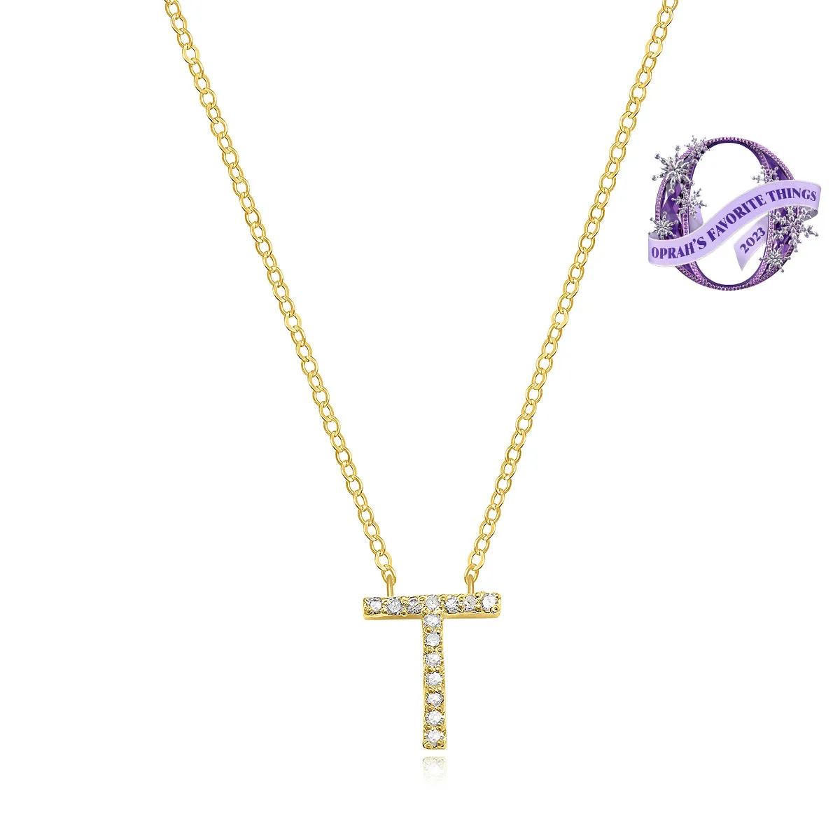 Diamond Initial Necklace-Gold