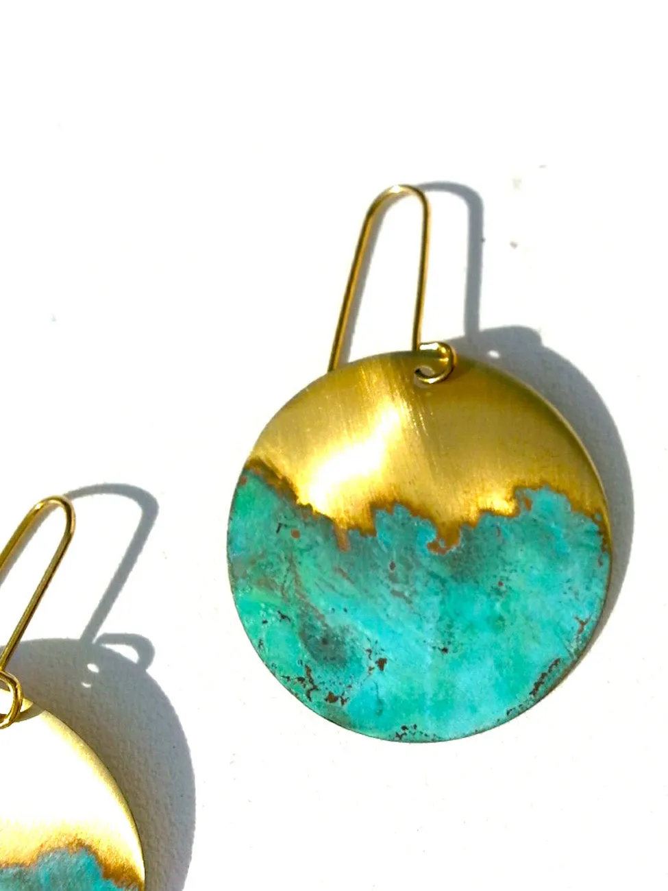 Earrings Disco Patina Brass