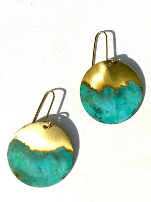 Earrings Disco Patina Brass