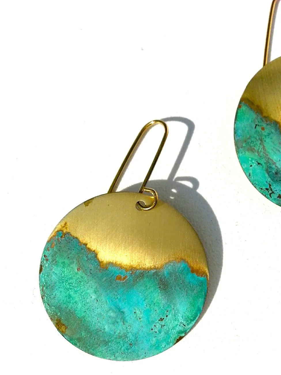 Earrings Disco Patina Brass