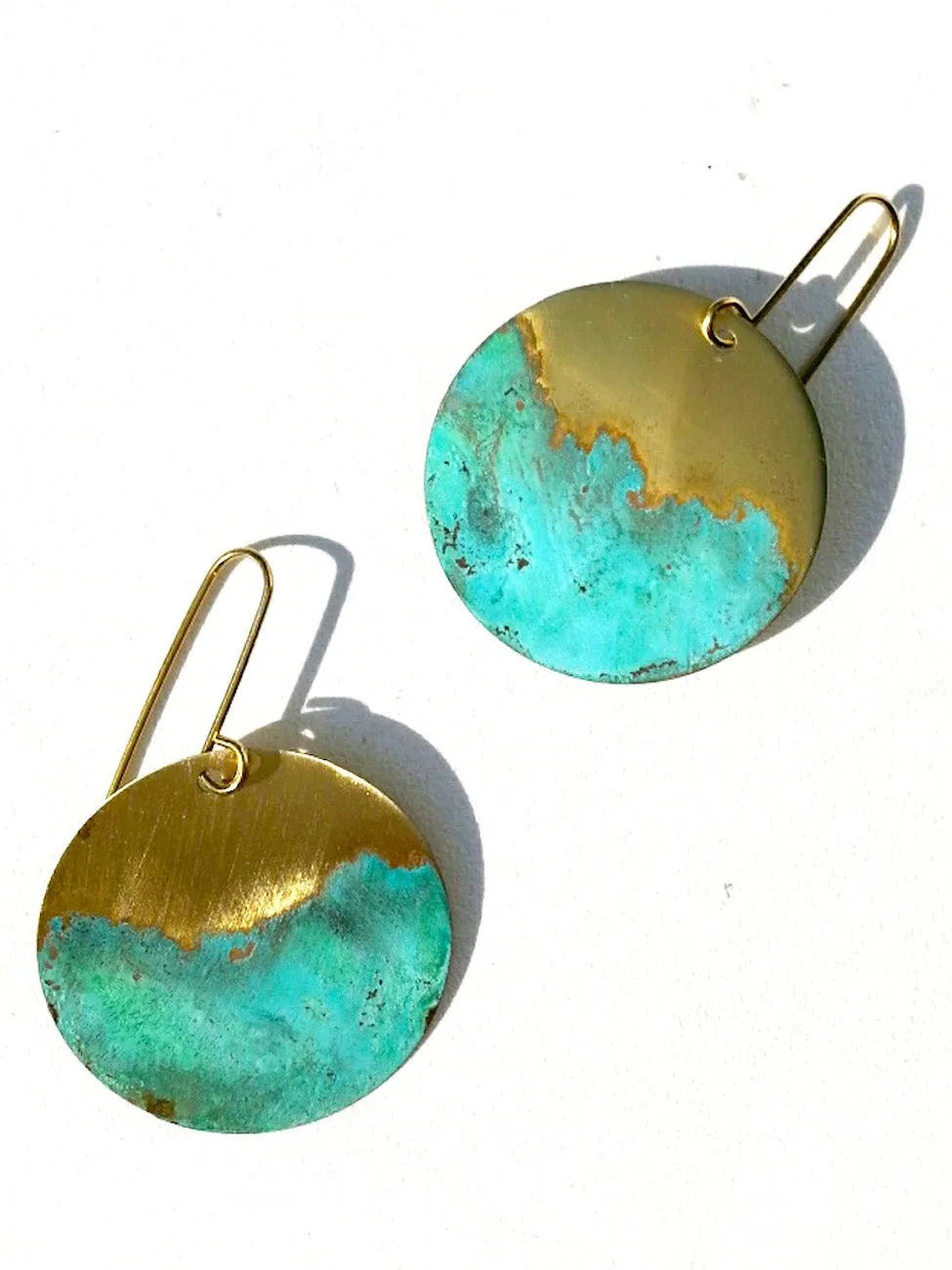 Earrings Disco Patina Brass