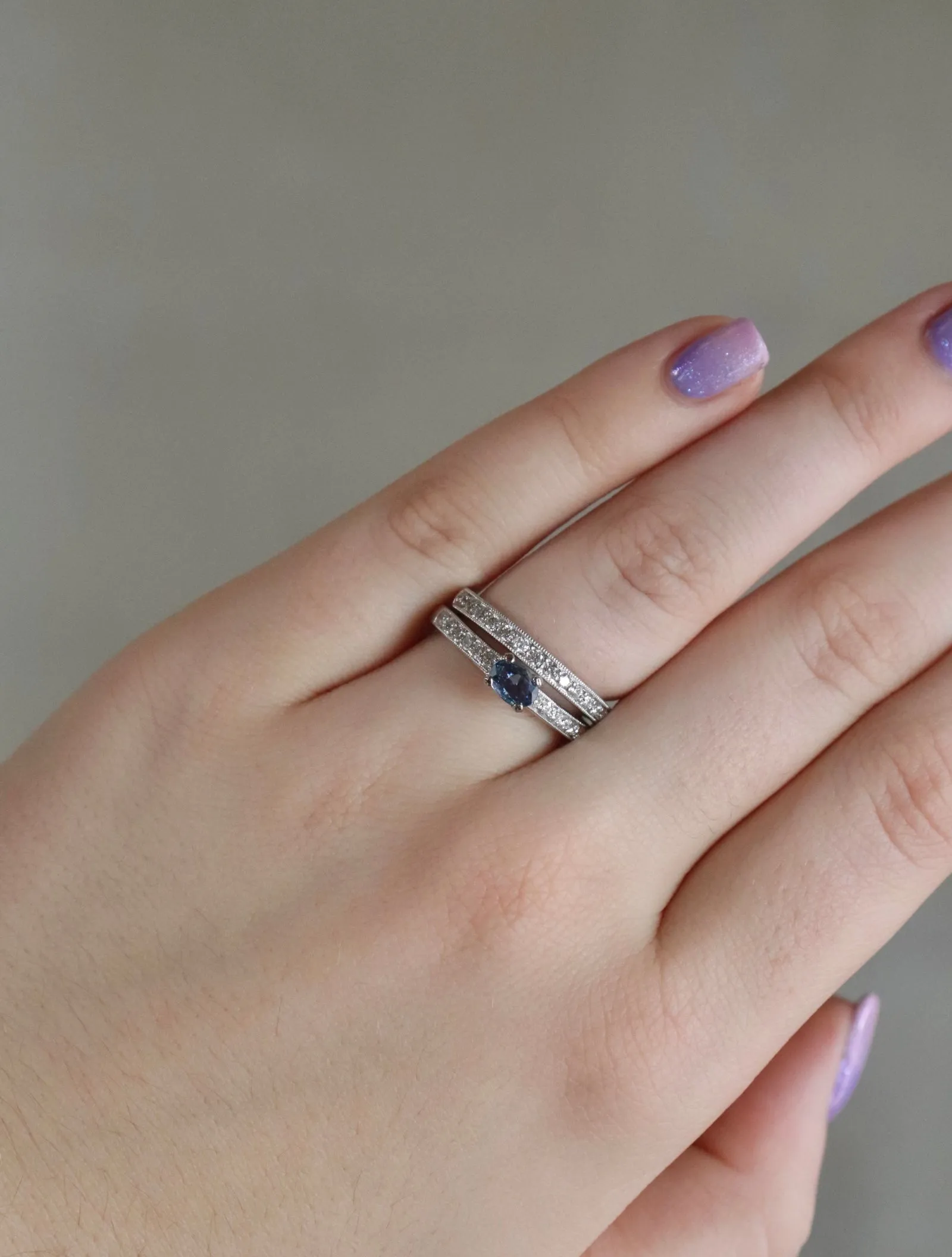 East/West Oval Yogo Sapphire Ring Set