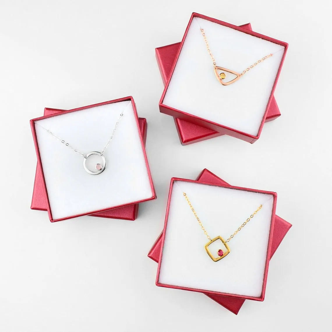 Eden Series Custom Birthstone Minimalist Square Pendant Necklace