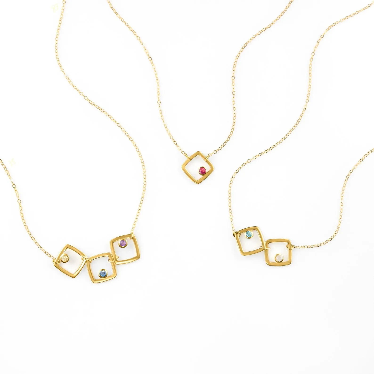 Eden Series Custom Birthstone Minimalist Square Pendant Necklace