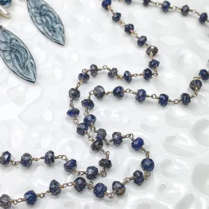 Elegant Long Iolite Rosary Layering Necklace 38"