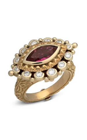 Evil Eye Ring – Diamond & Pink Tourmaline 50% non-refundable deposit