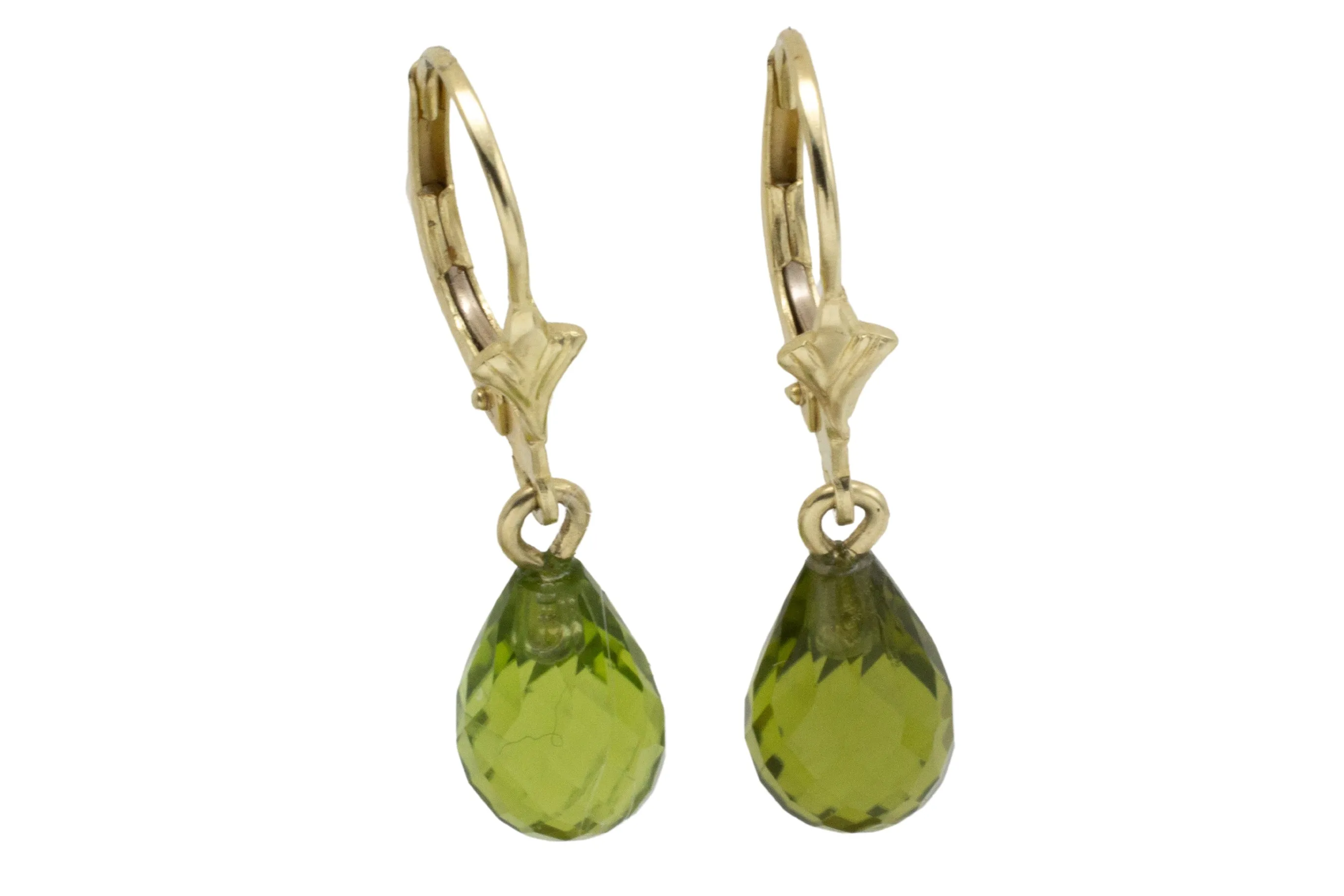 Faceted peridot earrings in 14 carat gold