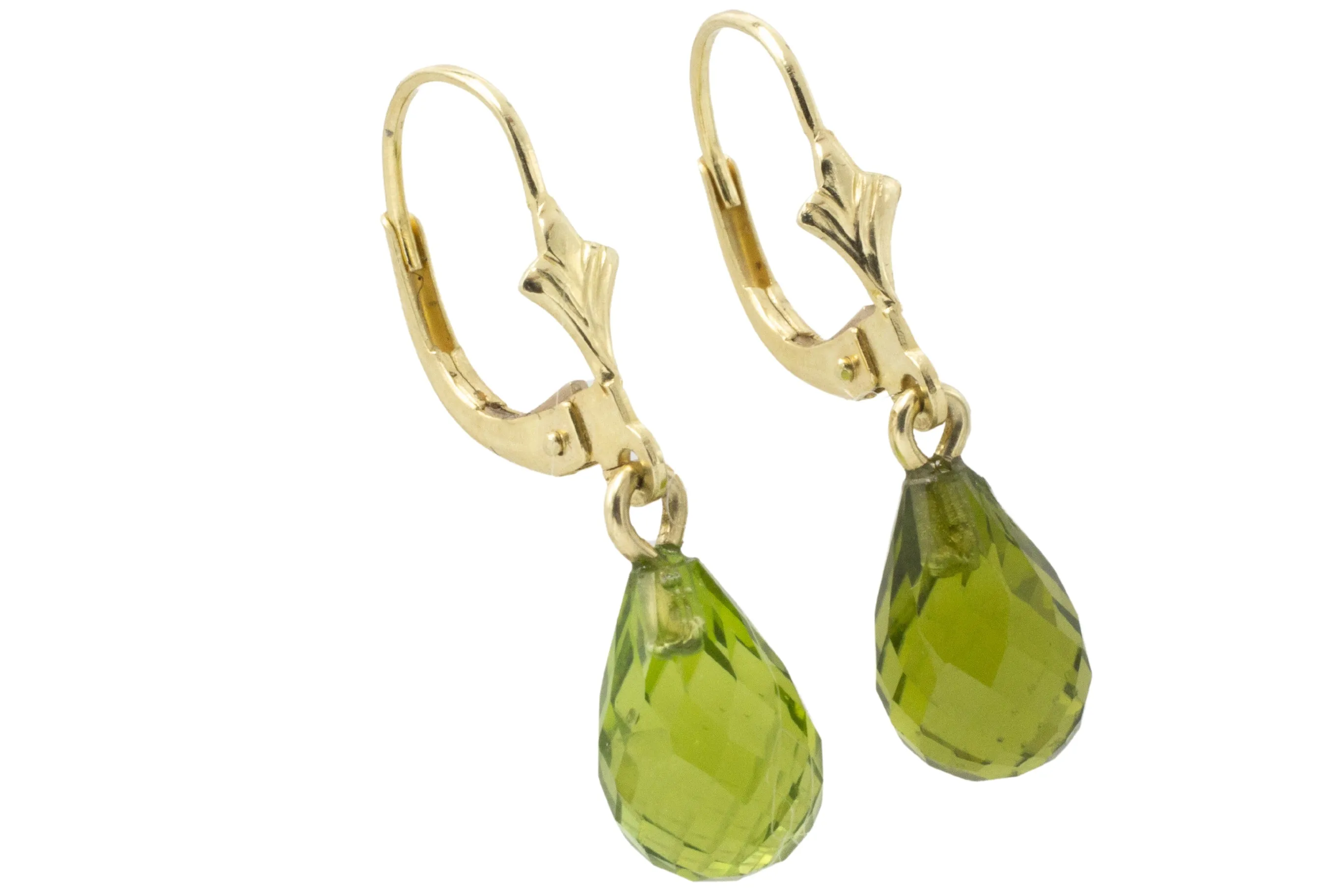 Faceted peridot earrings in 14 carat gold