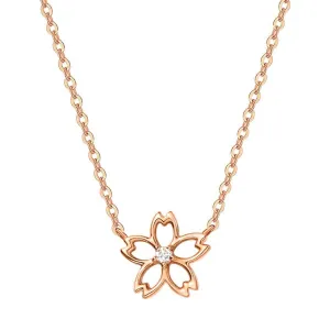 FANCIME "Lia" Cute Cherry Blossom Flower 14K Rose Gold Necklace