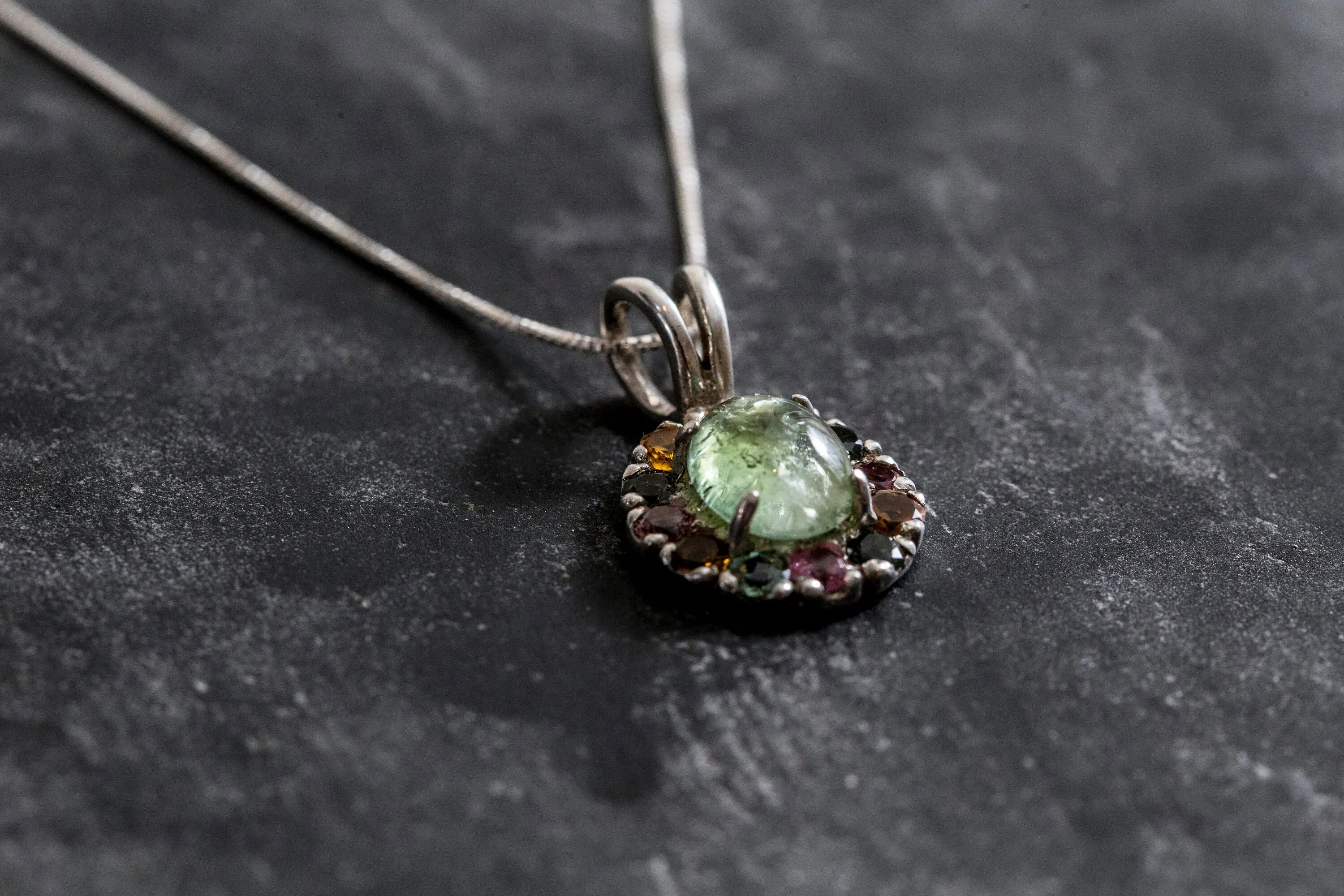 Flower Tourmaline Necklace - Victorian Tourmaline Necklace - Statement Flower Pendant