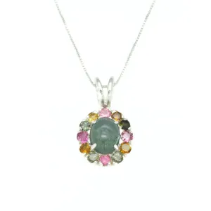 Flower Tourmaline Necklace - Victorian Tourmaline Necklace - Statement Flower Pendant