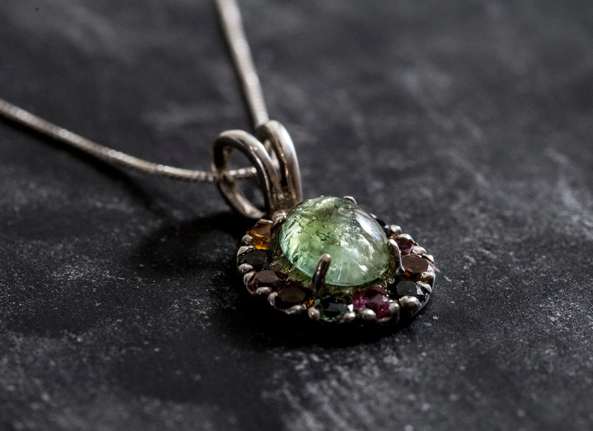 Flower Tourmaline Necklace - Victorian Tourmaline Necklace - Statement Flower Pendant