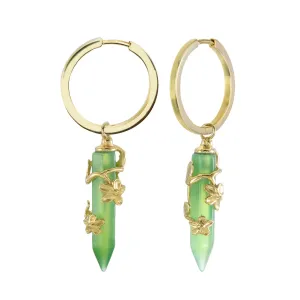 FLOWERING VINE HOOP EARRINGS - CHRYSOPRASE - GOLD