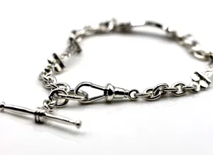 Genuine 925 Sterling Silver Antique Bracelet   Swivel   T-Bar